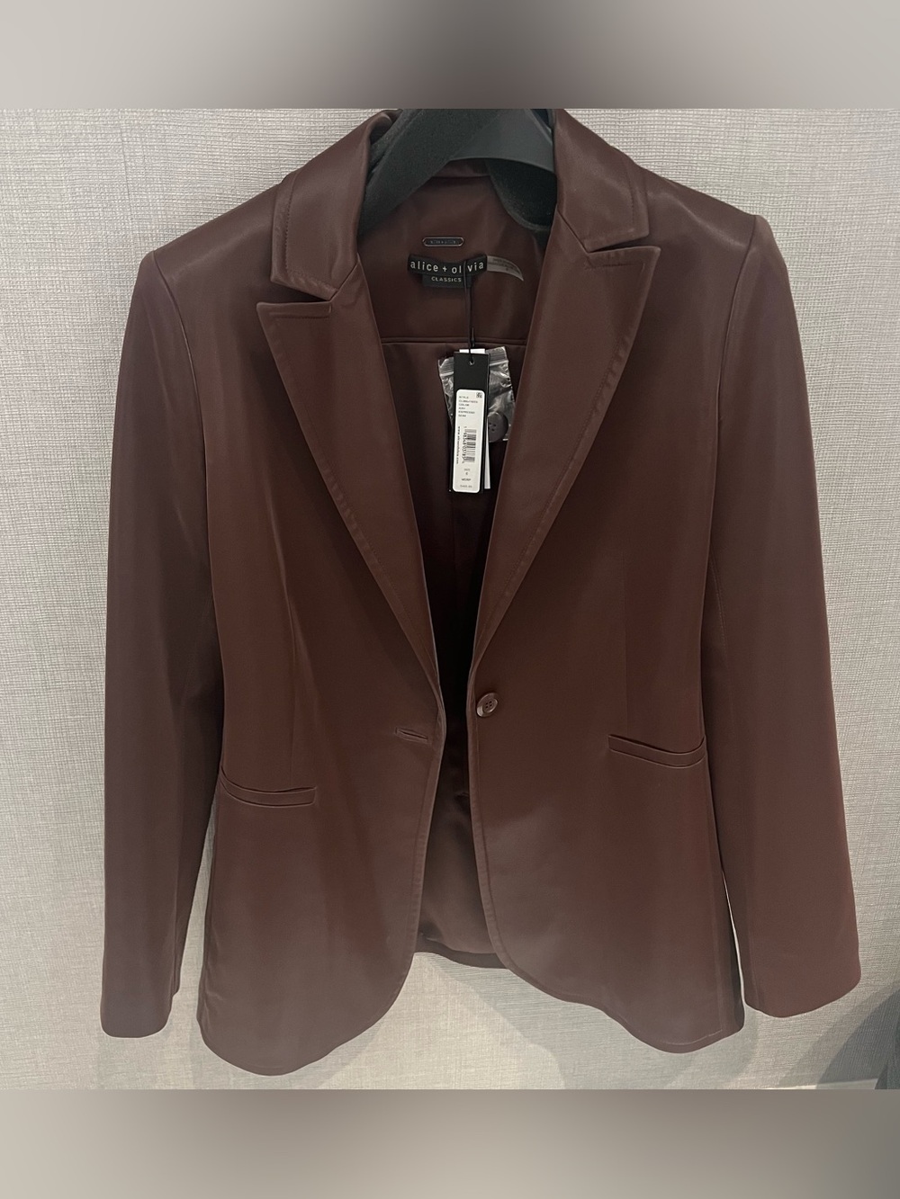 Alice + Olivia Breann Faux Leather Blazer- Size 6; New with Tags